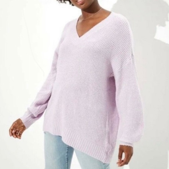 AE Oversized Dreamspun V-Neck Sweater Lilac Lavender Purple - Picture 9 of 9